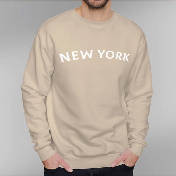 Men's 330g 100% Cotton NEW YORK Pattern Dropped Shoulder Round Neck Sweatshirt