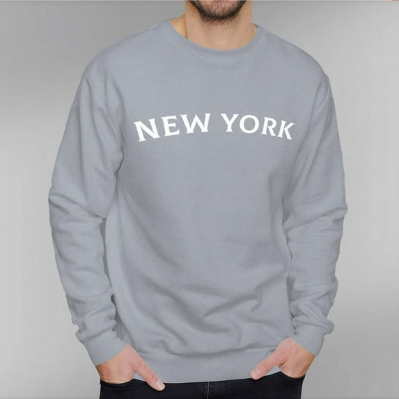 Men's 330g 100% Cotton NEW YORK Pattern Dropped Shoulder Round Neck Sweatshirt