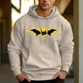thumbnail image 1 of Men's 330g 100% Cotton Pattern Terry Dropped Shoulder Hoodie-Black Bat, 1 of 15