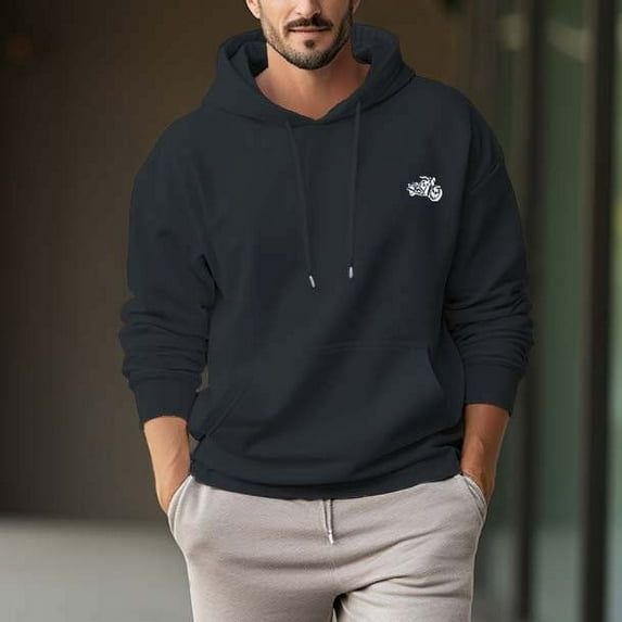 Men's 330g 100% Cotton Pattern Terry Dropped Shoulder Hoodie-Motorcycle