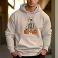 thumbnail image 1 of Men's 330g 100% Cotton Pattern Terry Dropped Shoulder Hoodie-Pumpkin Arm Skull, 1 of 15