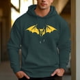 thumbnail image 1 of Men's 330g 100% Cotton Pattern Terry Dropped Shoulder Hoodie-Yellow Bat, 1 of 15