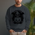 thumbnail image 1 of Men's 330g 100% Cotton Pumpkin Skull Pattern Dropped Shoulder Crew Neck Sweatshirt, 1 of 15