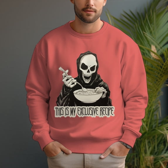 Men's 330g 100% Cotton Skull Pattern Dropped Shoulder Crew Neck Sweatshirt