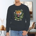 thumbnail image 1 of Men's 330g 100% Cotton Ttiger Head  Pattern Dropped Shoulder Crew Neck Sweatshirt, 1 of 15