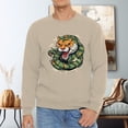 thumbnail image 1 of Men's 330g 100% Cotton Ttiger Head  Pattern Dropped Shoulder Crew Neck Sweatshirt, 1 of 15