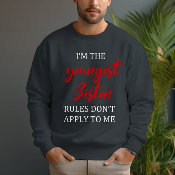Men's 330g 100% Cotton Youngest Sisten Pattern Dropped Shoulder Crew Neck Sweatshirt