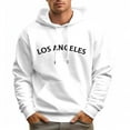 thumbnail image 1 of Men's 330g Cotton Hoodie LOS ANGLES Letters Pullover Sweatshirt, 1 of 16