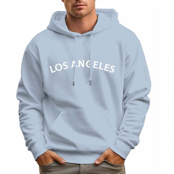 Men's 330g Cotton Hoodie LOS ANGLES Letters Pullover Sweatshirt