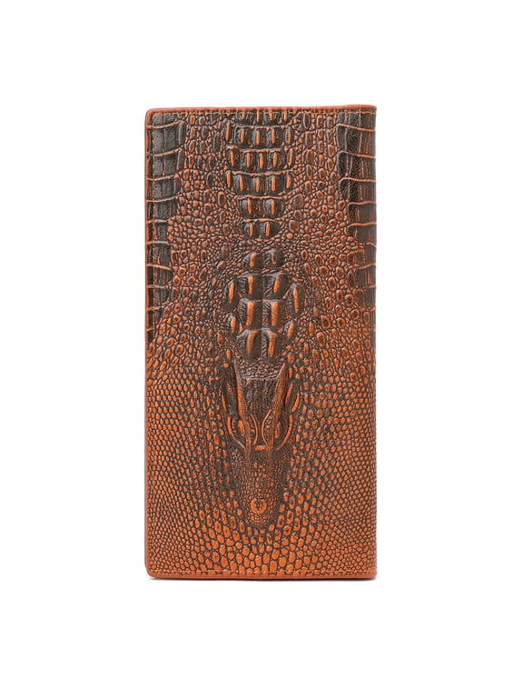 Men's 3D Alligator Wallet Bifold ID Card Holder Purse Case Long Clutch Billfold