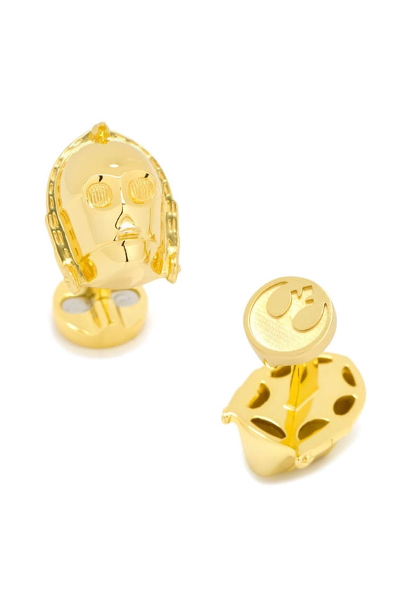 C-3PO 3D Round Logo Swivel Closure Men's Cufflinks