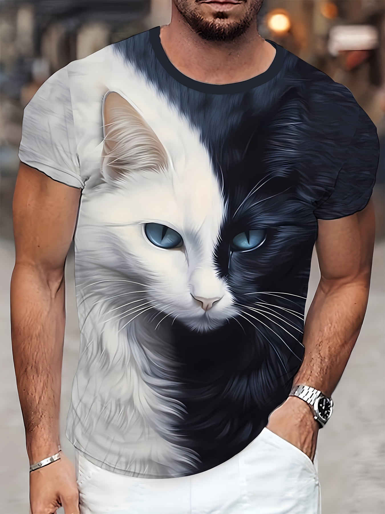 Cheap New Women's 3D Cat Printed Cotton T-shirt O-neck Long Sleeve