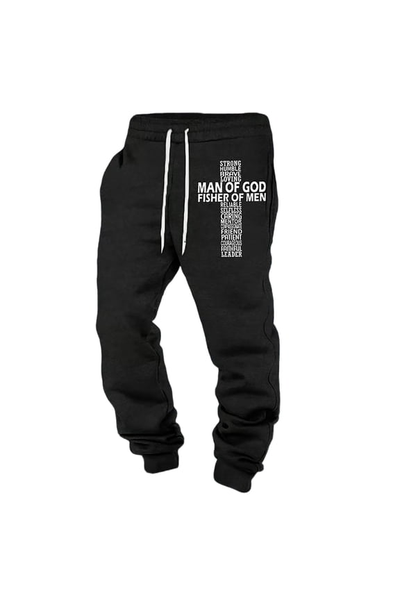 Men's 3D Cross Print Casual Pants Wide Leg Sweatpants Black XL
