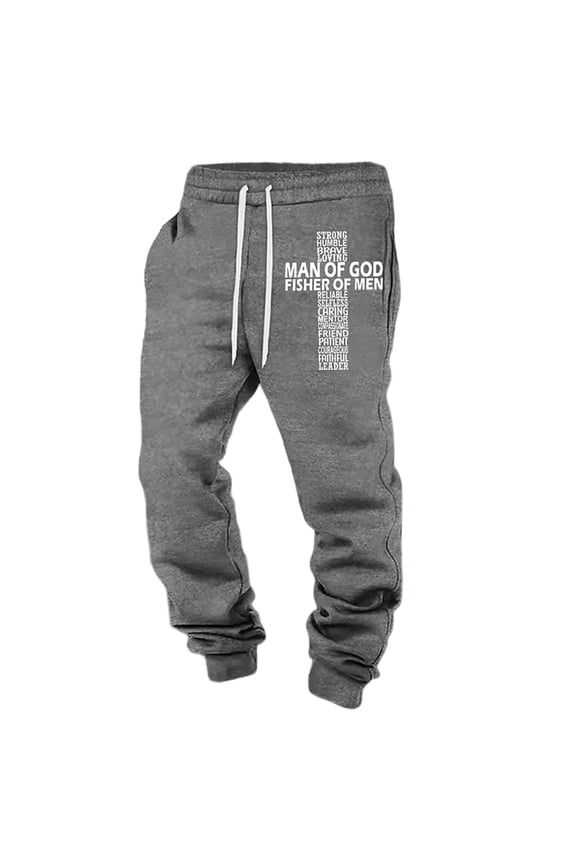 Men's 3D Cross Print Casual Pants Wide Leg Sweatpants Grey XL