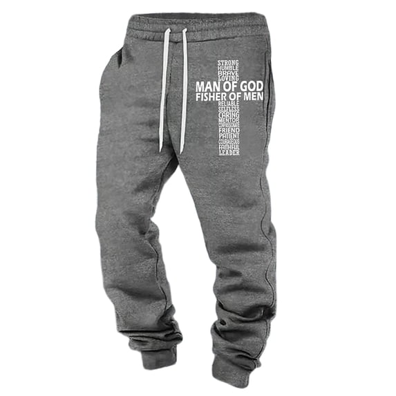 Men's 3D Cross Print Casual Pants Wide Leg Sweatpants Grey XXL