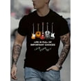 thumbnail image 1 of Men's 3D Digital Electric Guitar And Music Note Pattern And Letter Print Crew Neck Short Sleeve T-shirt, Chic And Stylish Tops For Summer Leisurewear, Tees For Men, Casual Sporty Tee, Summer Gifts, 1 of 6