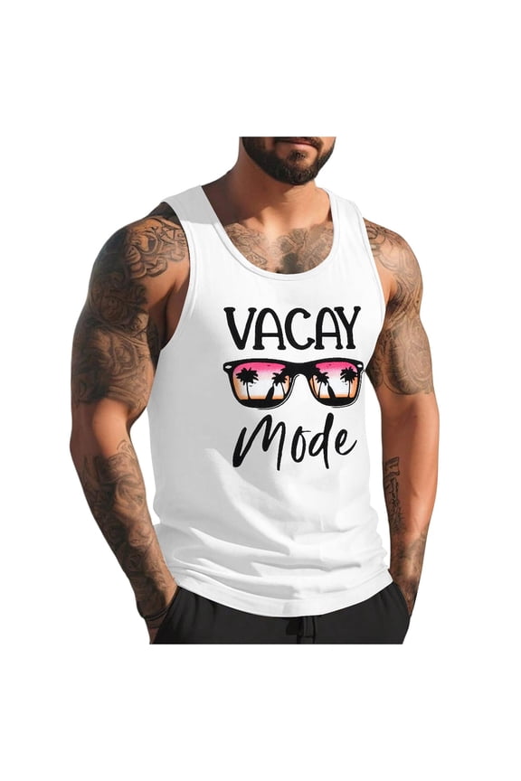 Men's 3D Digital Print Features Street Loose Beach Coconut Tree Holiday Vest Clothes