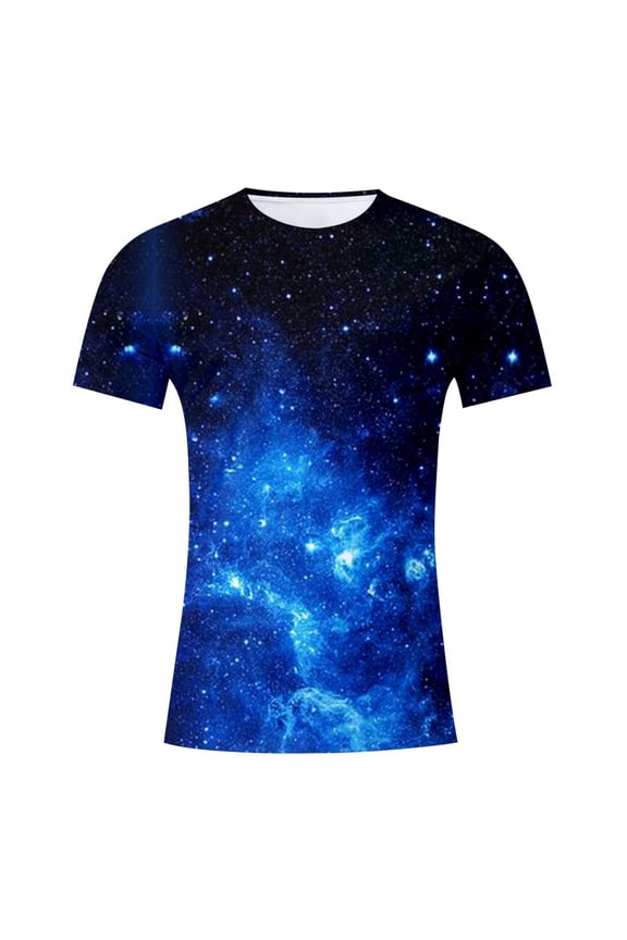Men's 3D Digital Print Starry Sky Crew Neck T Shirt Clothes