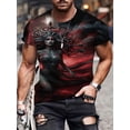 thumbnail image 1 of Men's 3D Digital Printed Medusa with Greek Pattern T-Shirt - Red and Black Mythical Design, Casual Crew Neck Short Sleeve Summer Top, Machine Washable Personality, 1 of 6