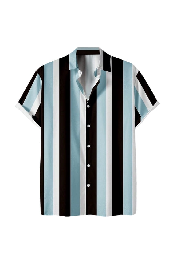 Men's 3D Digital Printing Shirt Casual Stripes Polyester & Spandex Comfortable Skin Friendly Multiple Sizes