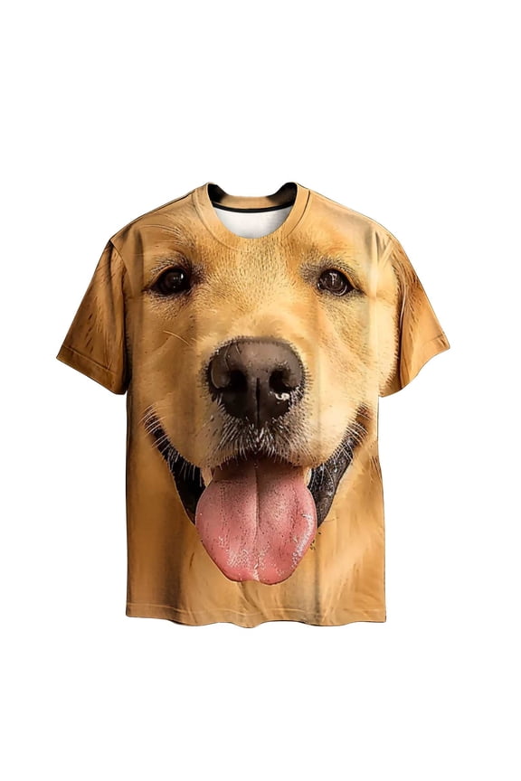 Men's 3D Dog Printed Short Sleeve T-Shirt – Funny Animal Graphic Tee for Casual & Sports, Big & Tall Sizes, Summer Streetwear Top