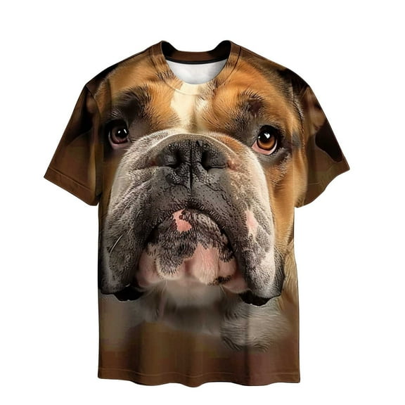Men's 3D Dog Printed Short Sleeve T-Shirt – Funny Animal Graphic Tee for Casual & Sports, Big & Tall Sizes, Summer Streetwear Top