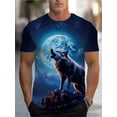 thumbnail image 1 of Men's 3D Graphic T-Shirt - Roaring Werewolf Moon Design |   Unique and fashionable casual wear |   Fashion Wolf Print Round Neck Short Sleeve, 1 of 5