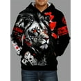 thumbnail image 1 of Men's 3D Lion Graphic Hoodie, Slightly Stretchable Breathable 3D Printed Hooded Sweatshirt for Outdoor Activities, Men's Clothing, 1 of 9