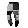 thumbnail image 1 of Men's 3D Plaid Color Block Print Casual Pants Wide Leg Sweatpants Grey L, 1 of 3