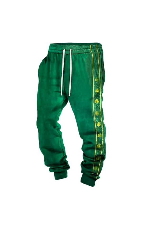Men's 3D Print St. Patrick's Day Casual Pants Green XL