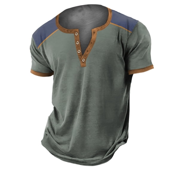 Men's 3D Printed 4 Button Placket Short Sleeve T-Shirt Casual Top Digital Print Streetwear Tee for Daily Wear Street Style and Festival Events