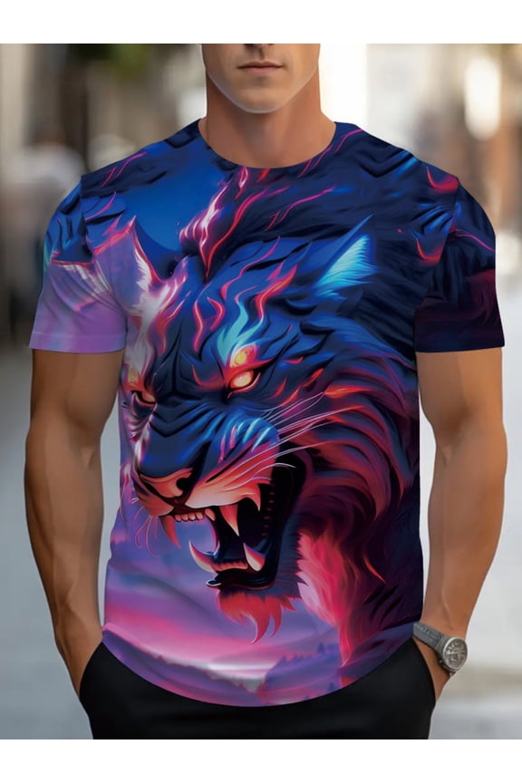 Men's 3D Printed T-Shirt - Crew Neck Sweatshirt, comfortable casual style, machine washable, suitable for parties, daily wear, and themed occasions