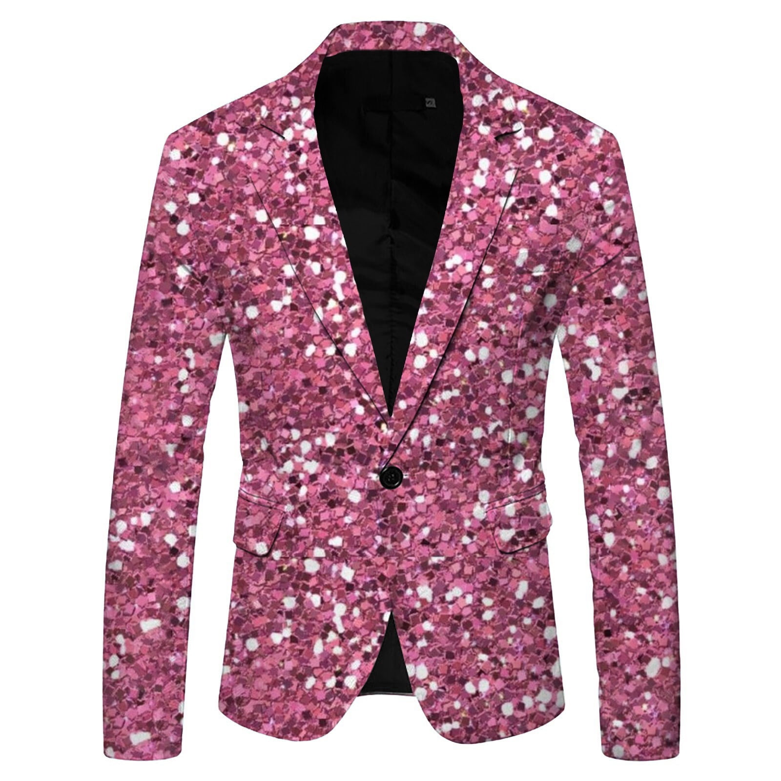 Men'S 3D Sequin Suit Jacket Printed Pocket Lapel Button Up Suit Jacket ...