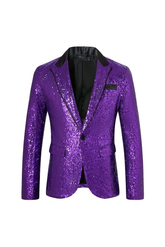 Men's 3D Sequin Suit Printed Pocket Lapel Button Up Suit Suit Style Four