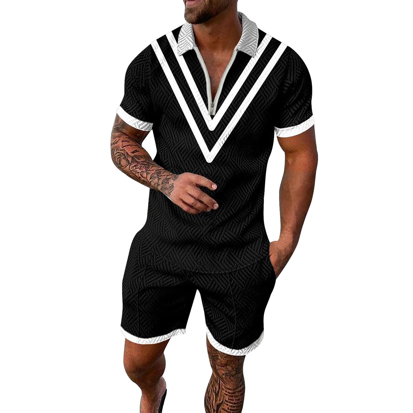 Men's 3D Short Sleeve Suit Shorts Beach Tropical HawaiianSS