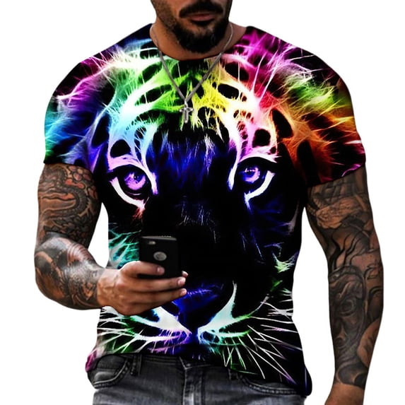 Men's 3D Tiger Print T-Shirt - Casual Graphic Tee