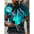 thumbnail image 1 of Men's 3D Wolf Printed T-Shirt - Casual Short Sleeve, Breathable Polyester Blend, Perfect Choice for Summer Outdoor Activities, 1 of 5