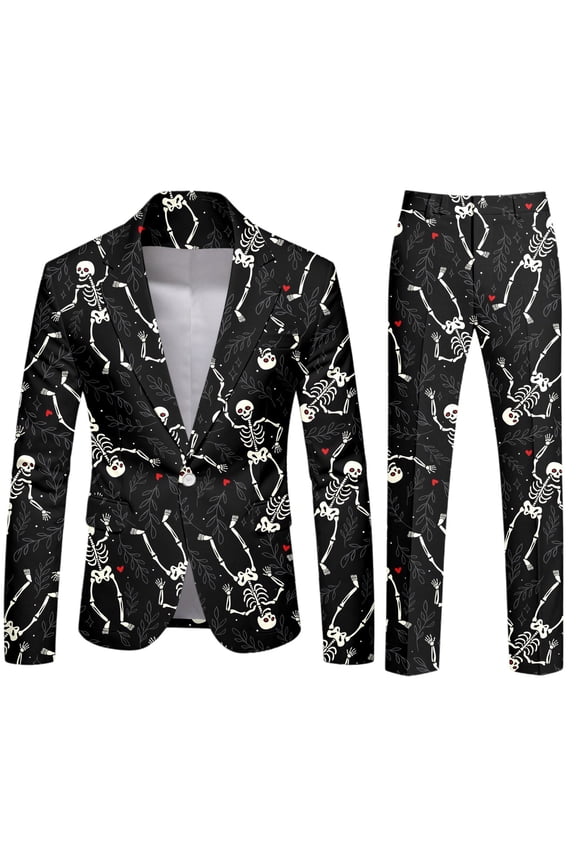 Men's 3Pcs Dark Gothic Gentleman Bloodstain Suit Scary Formal Attire Halloween Classic Movie Outfit Blazer Trousers Bow Tie S-2XL