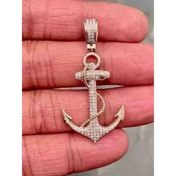 Men's 3TCW Round Cut Lab Created Diamond Custom Pendant in 14K Two Tone Gold Plated