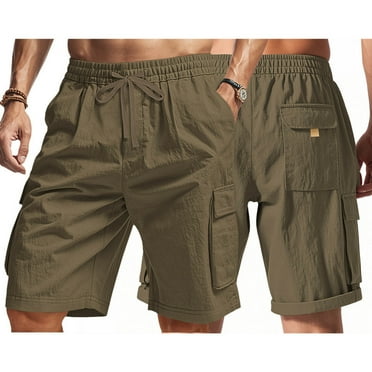 Men's 3X Cargo Shorts with Pockets and Elastic Waist Lightweight Breathable Fabric Free Shipping Shorts
