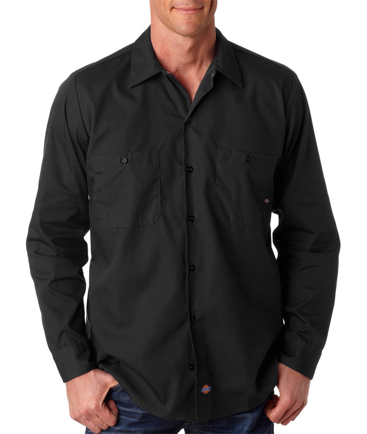 Dickies Men's Long Sleeve Industrial Wrinkle Resistant Work Shirt Black S