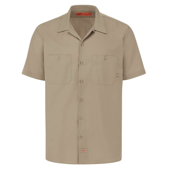 dickies men's short sleeve industrial work shirt x-large desert sand