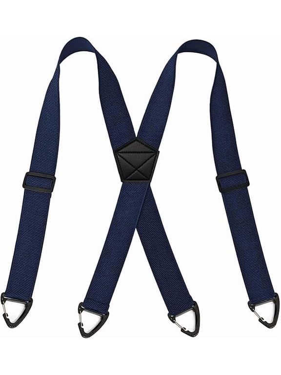 Men's 4-Clip Suspenders, Hidden Suspenders for Men Under Clothes with 4 Snap Loop (1.5" Wide), Blue