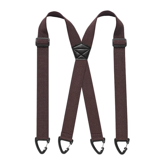 Men's 4 Clip Suspenders, X Back Hidden Work Suspenders with Hook Clips, Heavy Duty for Hikers Seniors Dress Pants(Brown)