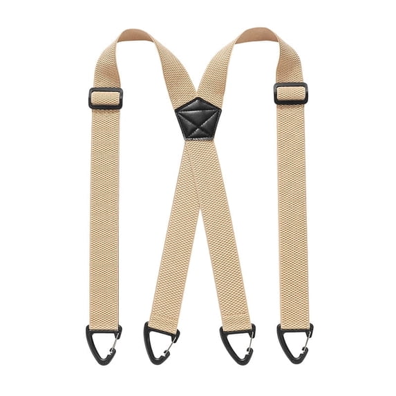 Men's 4 Clip Suspenders, X Back Hidden Work Suspenders with Hook Clips, Heavy Duty for Hikers Seniors Dress Pants(Khaki)