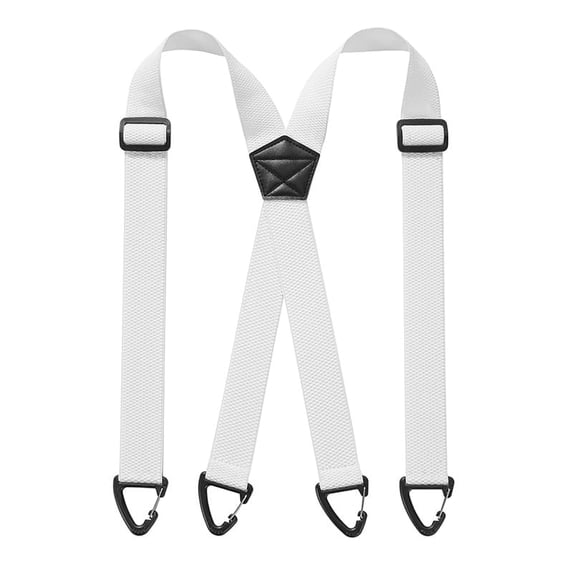 Men's 4 Clip Suspenders, X Back Hidden Work Suspenders with Hook Clips, Heavy Duty for Hikers Seniors Dress Pants(White)