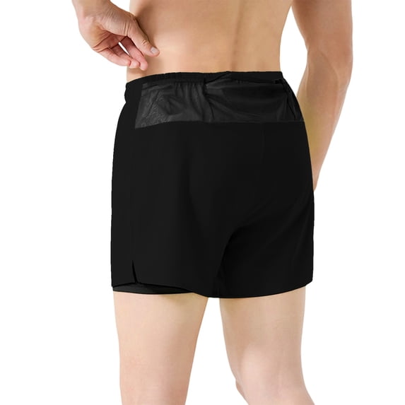Men's 4 Inch 2-in-1 Running Shorts, Quick Dry Anti-Chafe Athletic Shorts with Compression Liner and Phone Pocket Black