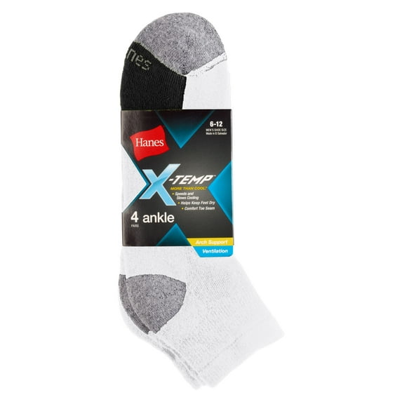 Men's 4 Pack X-Temp Arch/Ventilation Ankle Socks