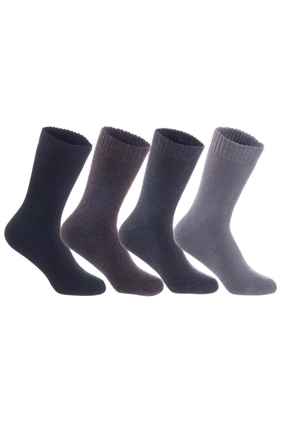 Men's 4 Pairs High Performance Wool Crew Socks, Breathable & Lightweight, Moisture Wicking Socks LK0602 Size 6-9 (Black,Coffee,Dark Grey,Grey)