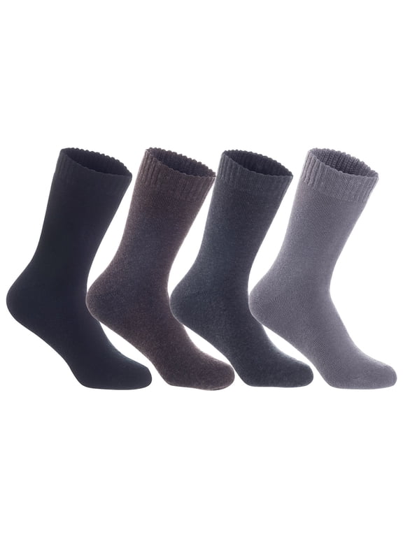 Men's 4 Pairs High Performance Wool Crew Socks, Breathable & Lightweight, Moisture Wicking Socks LK0602 Size 6-9 (Black,Coffee,Dark Grey,Grey)